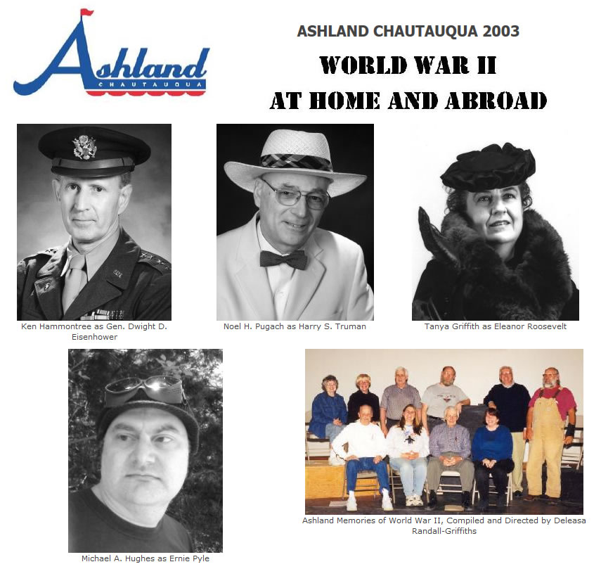 Chautauqua 2003 graphic with the theme World War II at Home and Abroad