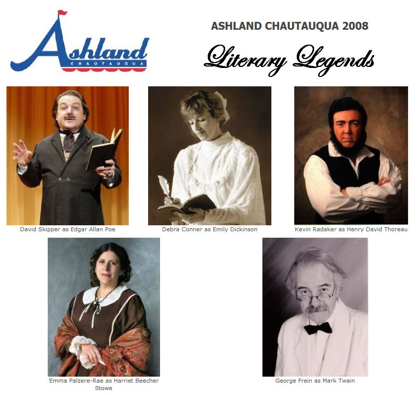Chautauqua 2008 graphic with the theme Literary Legends
