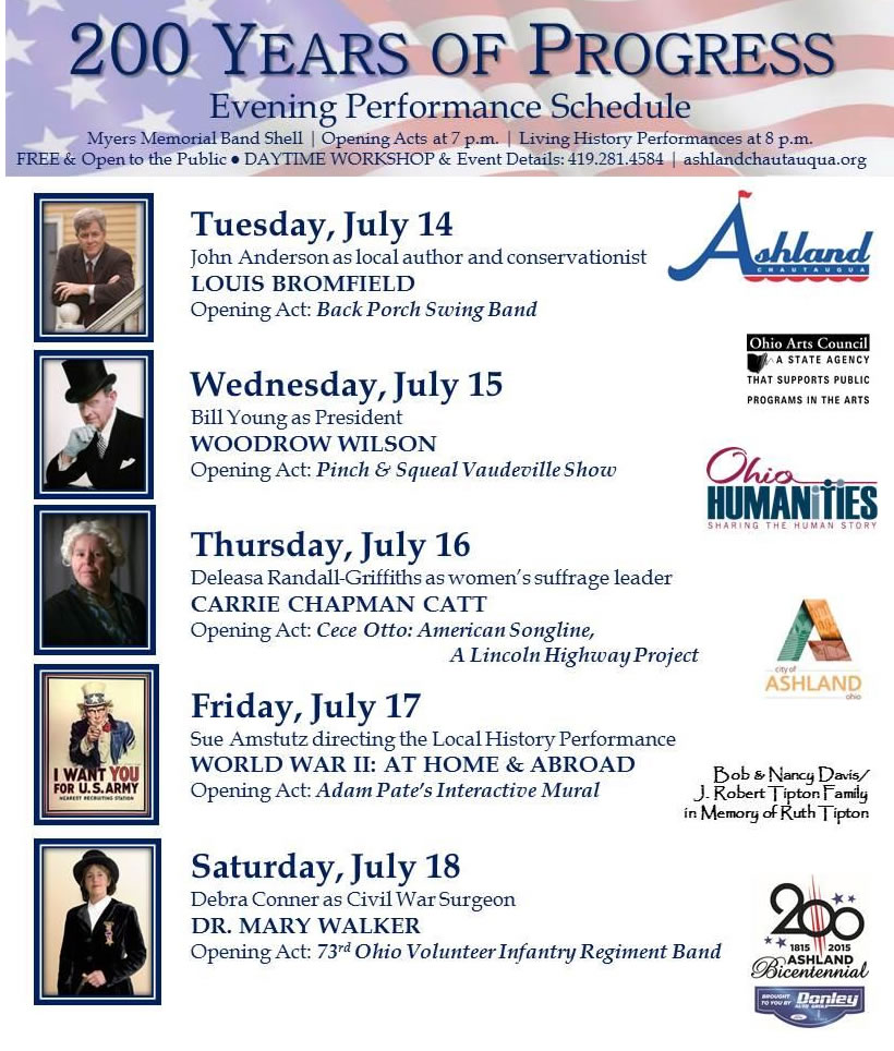 Chautauqua 2015 graphic with the theme 200 Years of Progress