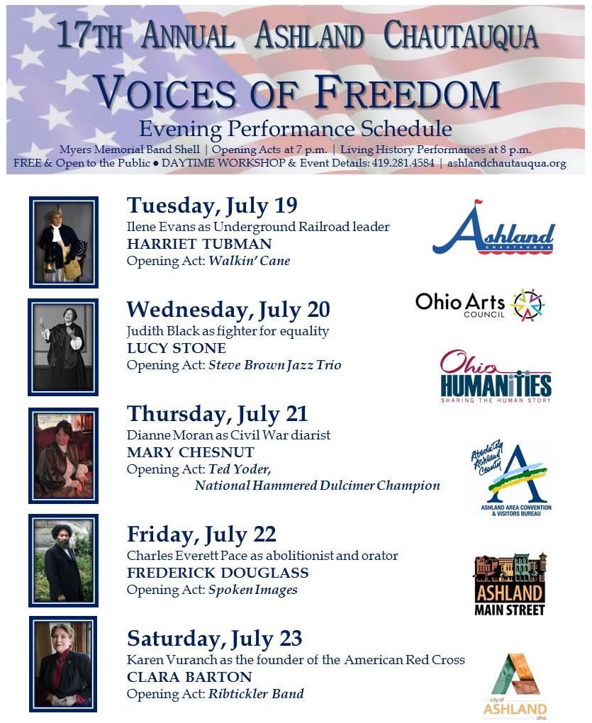 Chautauqua 2016 graphic with the theme Voices of Freedom